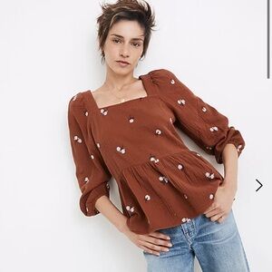 Madewell floral embroidered top